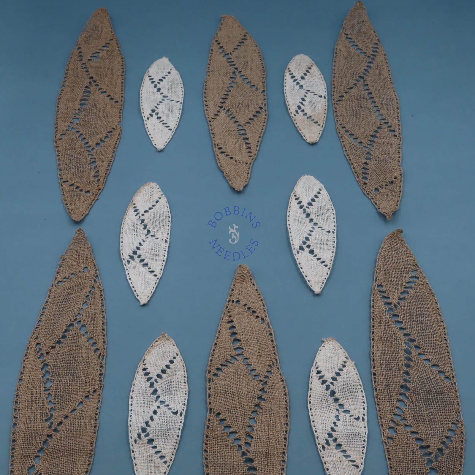 Antique French Lace Appliques – Leaf Shaped in Linen