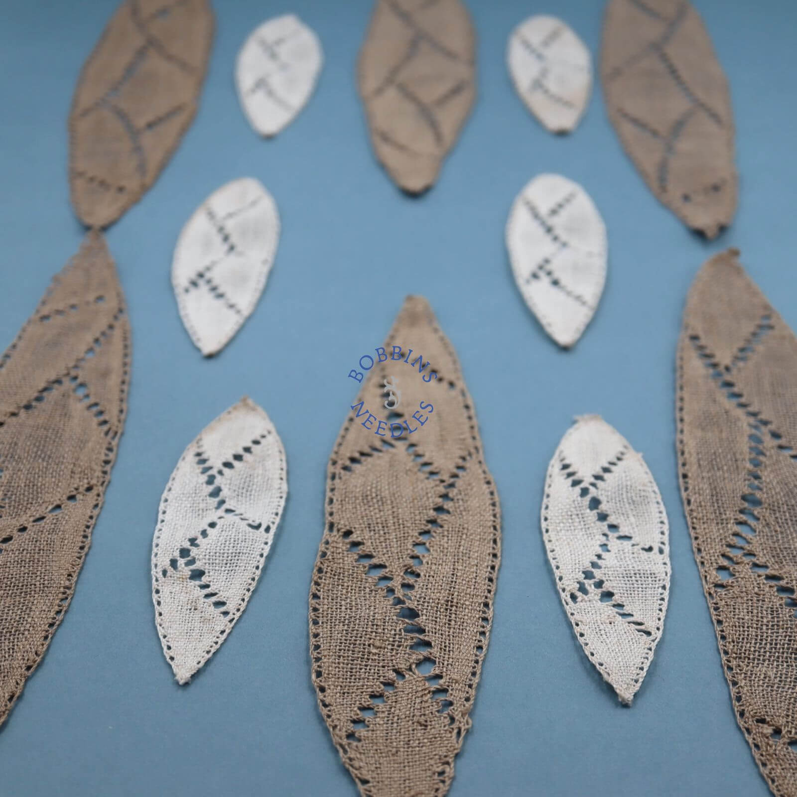 Antique French Lace Appliques – Leaf Shaped in Linen