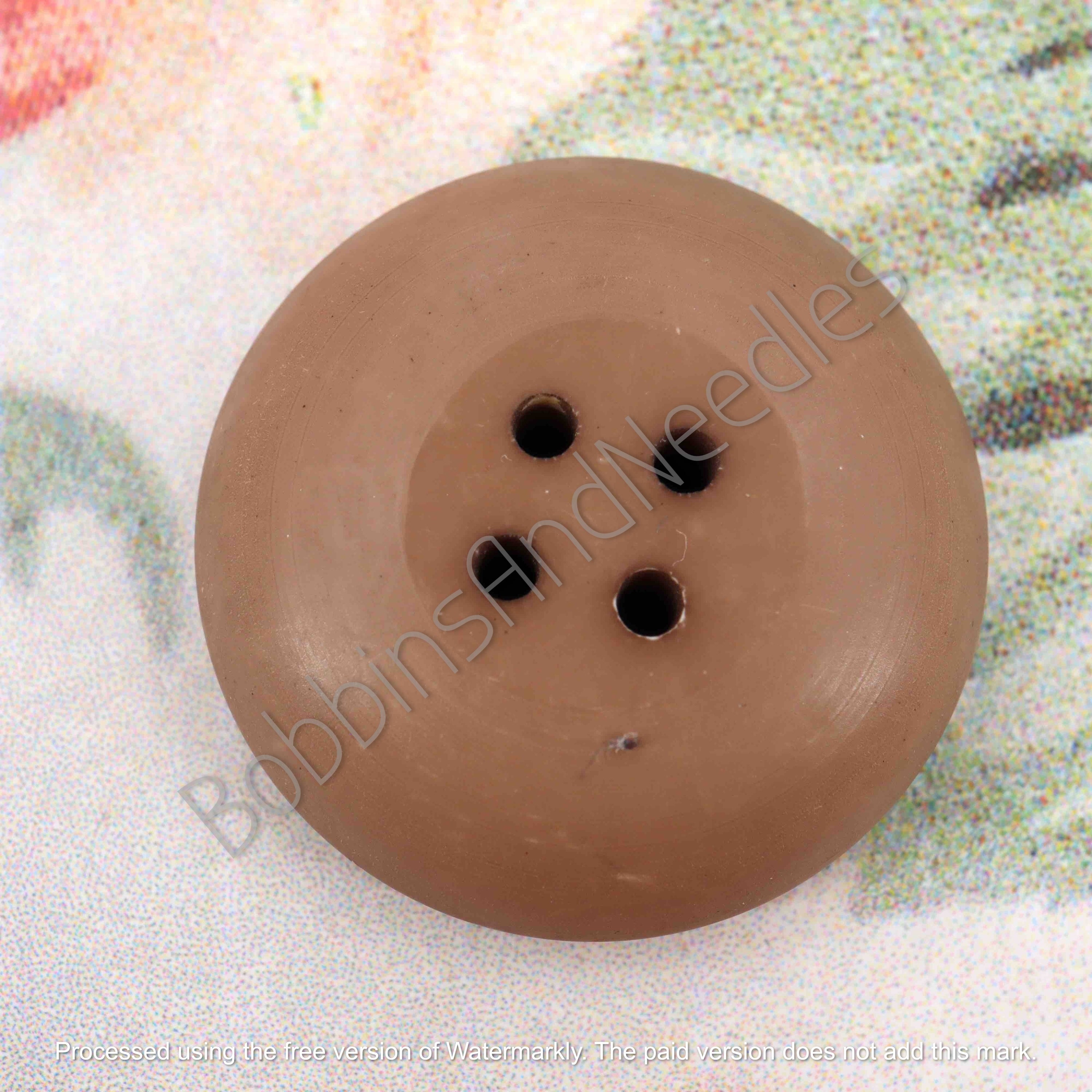 Set of 4 Vintage Casein Buttons Ø 27mm Brown Four-Hole Design