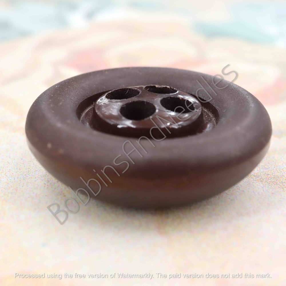 Set of 2 Casein Buttons Ø 27mm Chocolate Brown Four-Hole Design