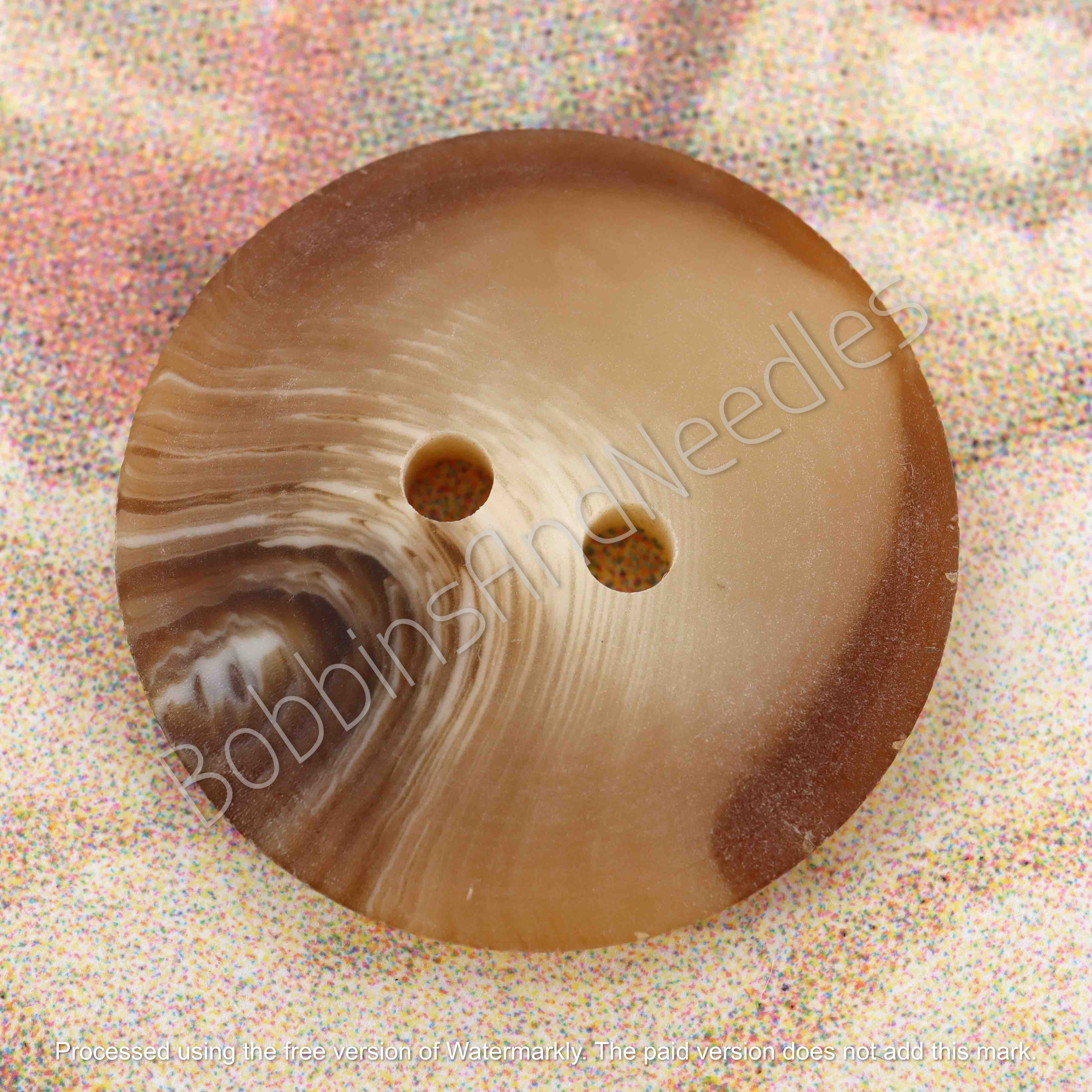 Set of 10 Mock Horn Buttons Ø 23mm Marbled Brown Casein Plastic