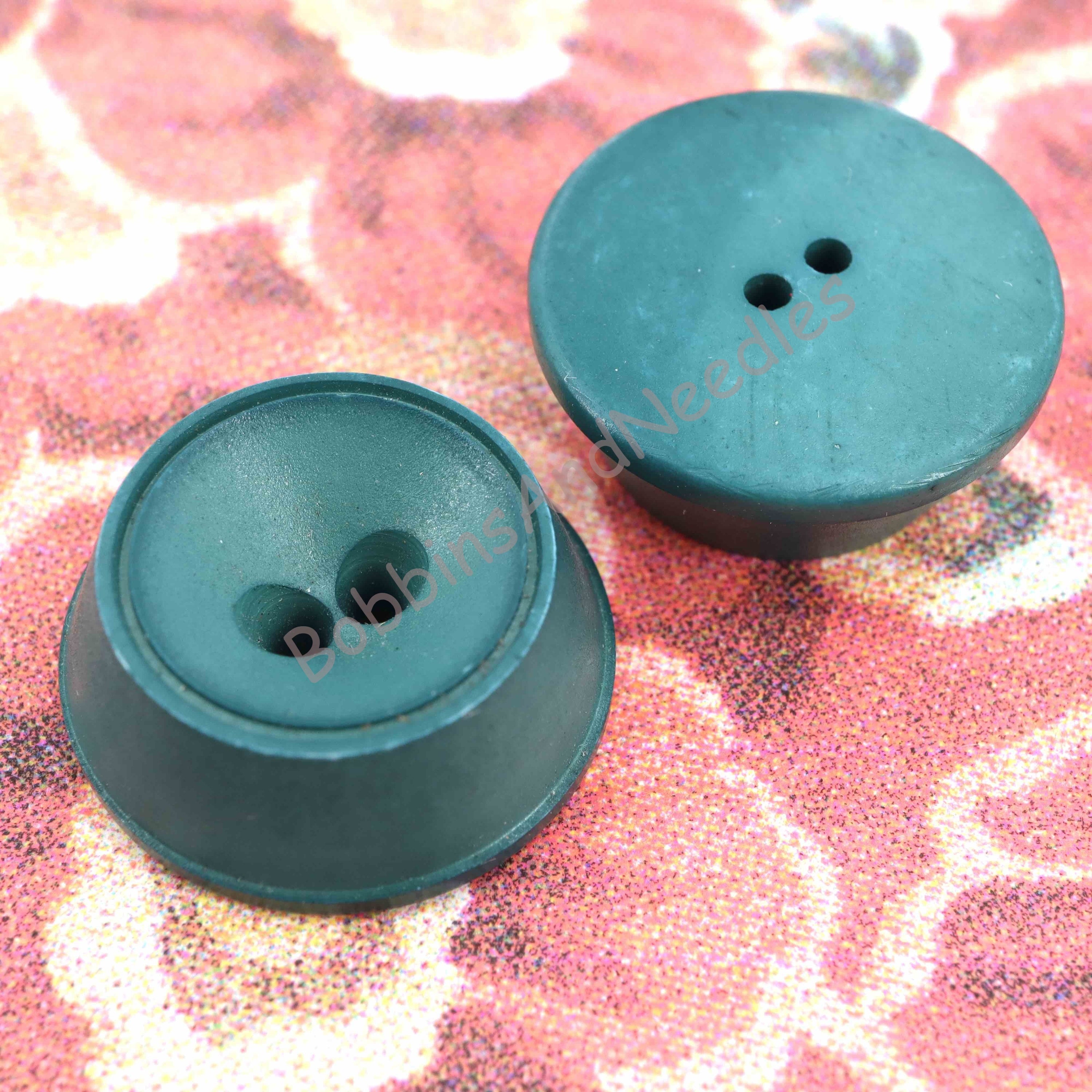 Set of 2 Galalith Buttons Ø 20 mm Vintage Teal Green