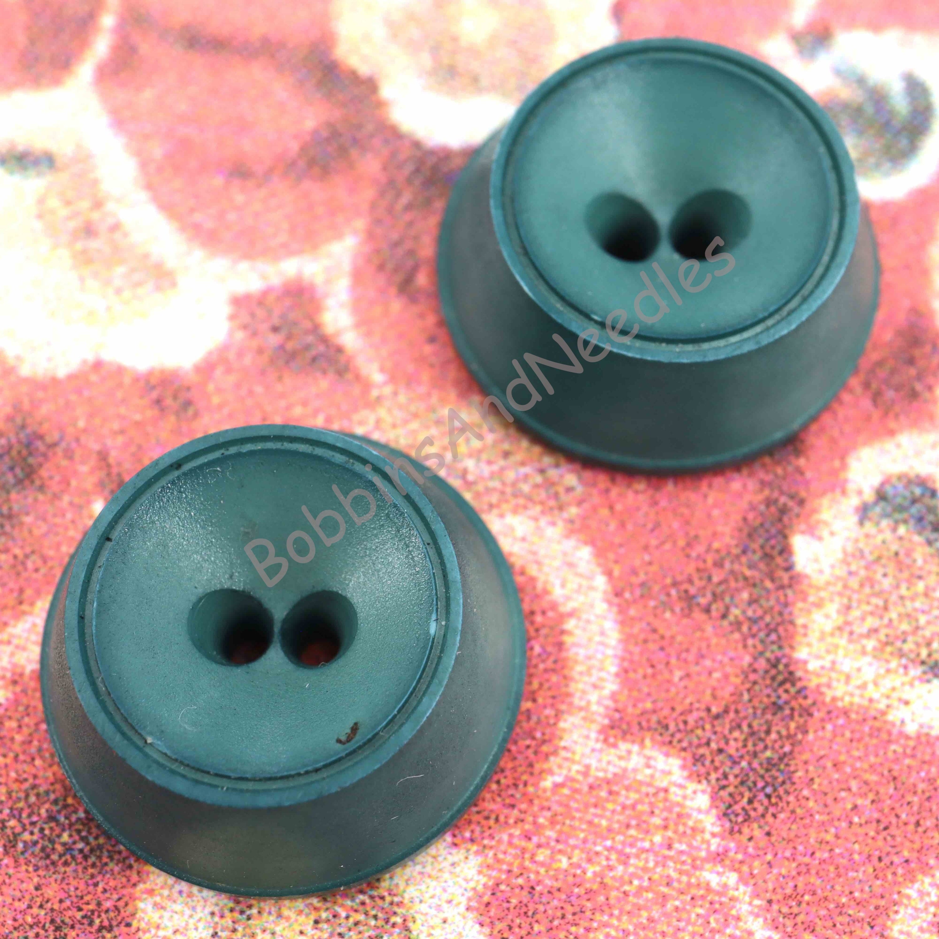 Set of 2 Galalith Buttons Ø 20 mm Vintage Teal Green