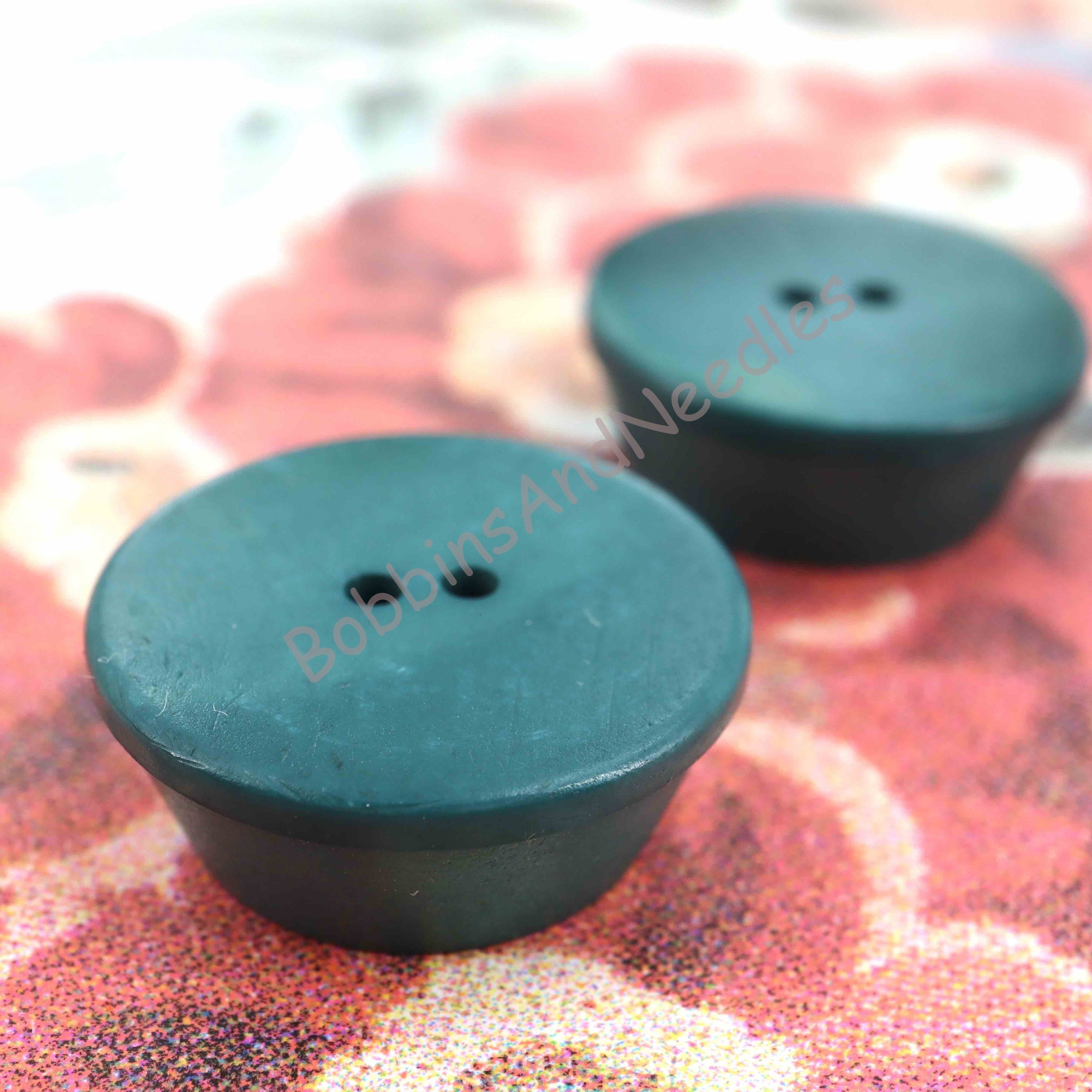 Set of 2 Galalith Buttons Ø 20 mm Vintage Teal Green