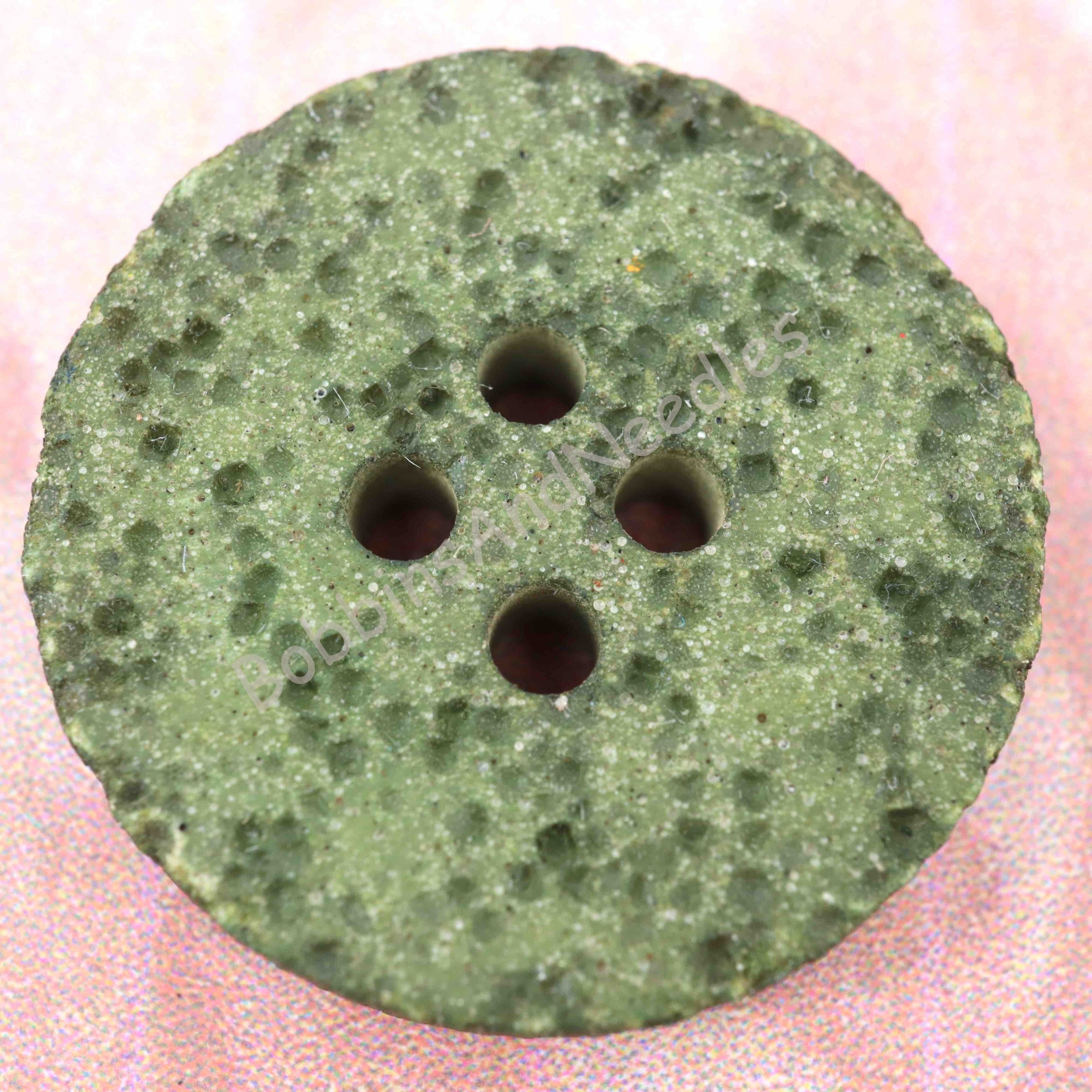 Set of 8 Galalith Buttons Ø 21mm Olive Green Grainy Textured