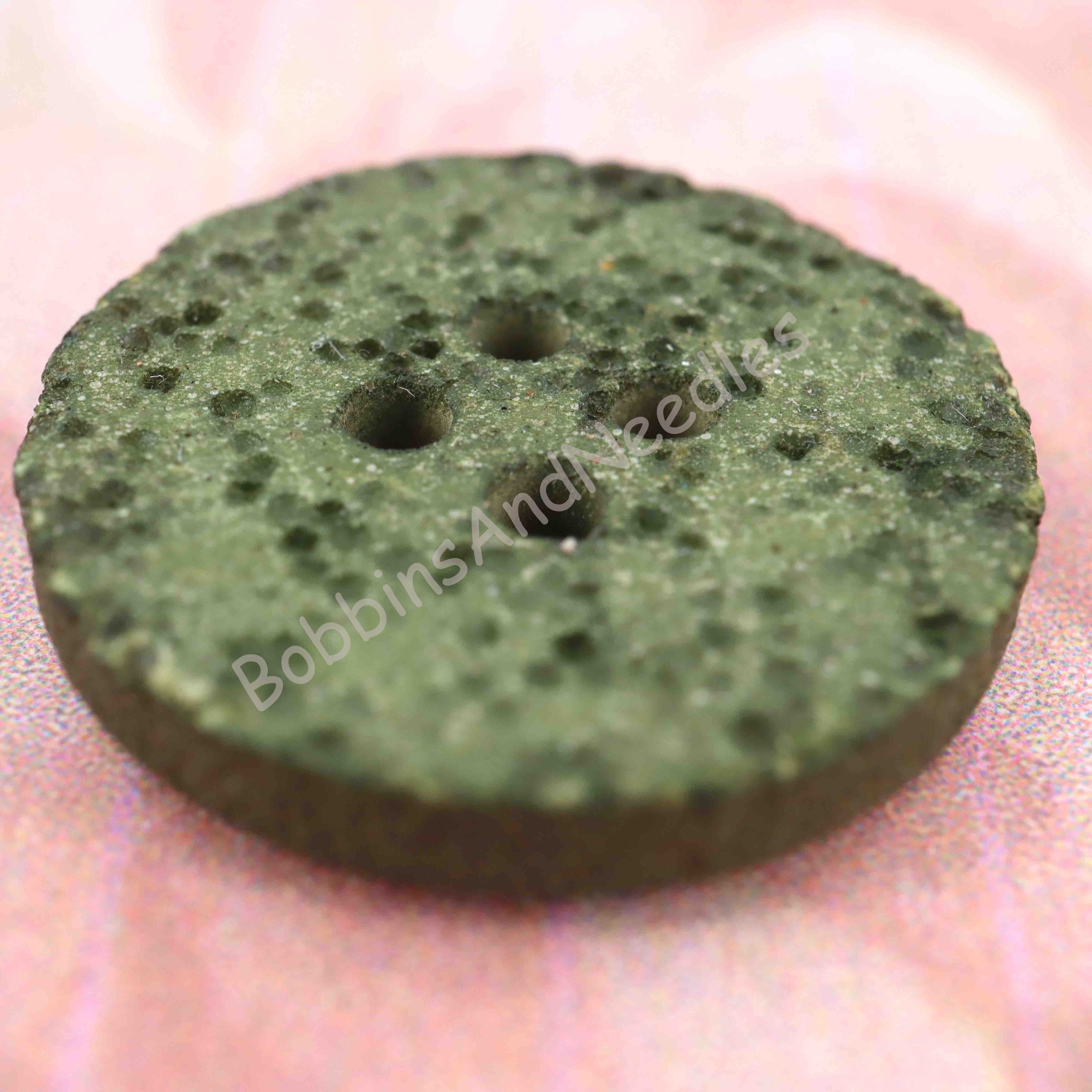 Set of 8 Galalith Buttons Ø 21mm Olive Green Grainy Textured