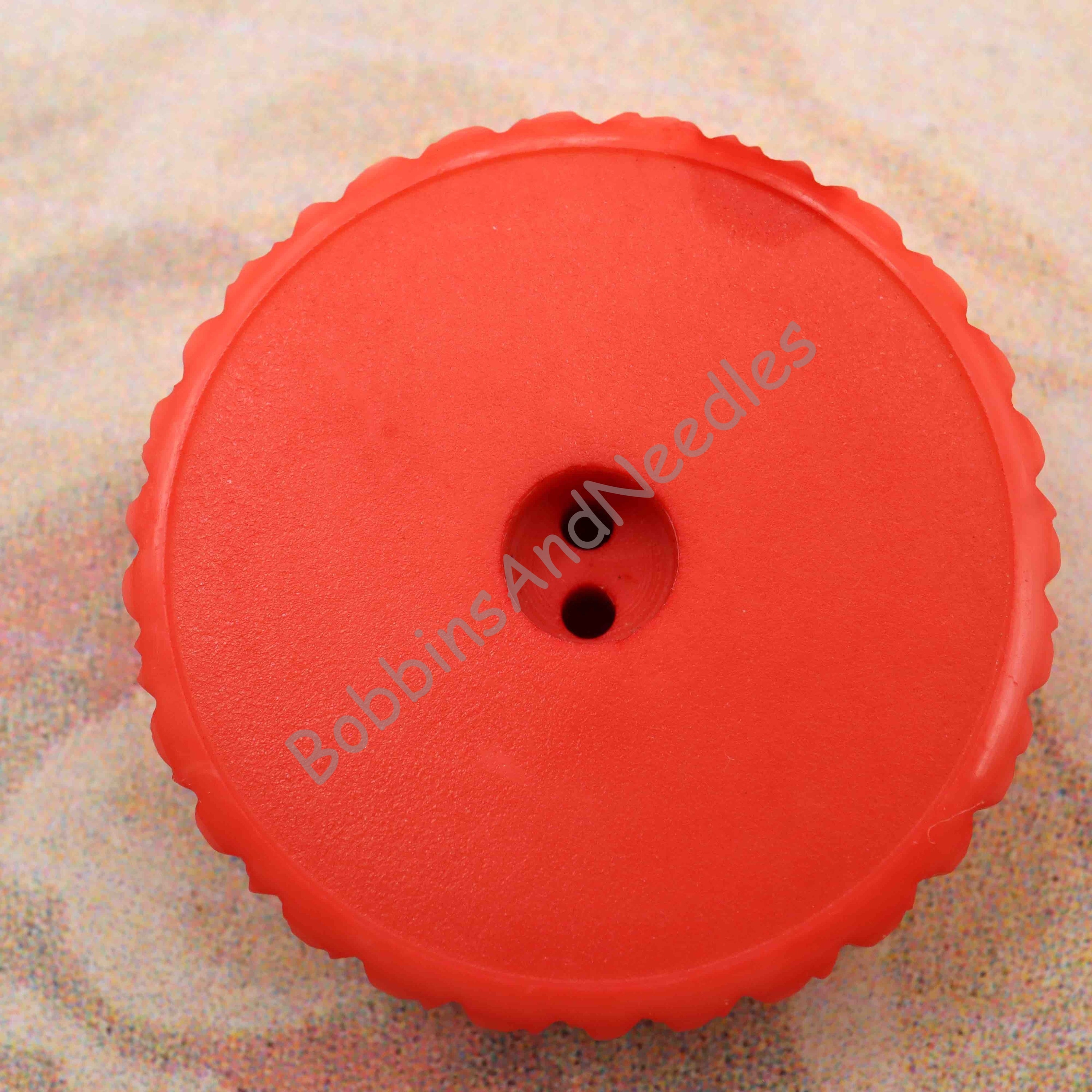 Set of 3 Large Red Couture Casein Buttons Ø 31 mm with Ribbed Edge