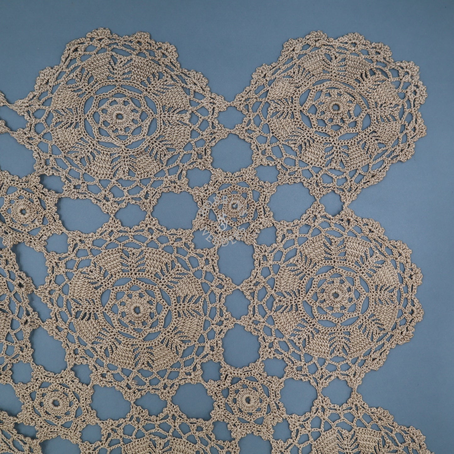 Antique Handmade Crochet Lace Bedspread – Large Coverlet 245x210 cm - Bobbins&Needles