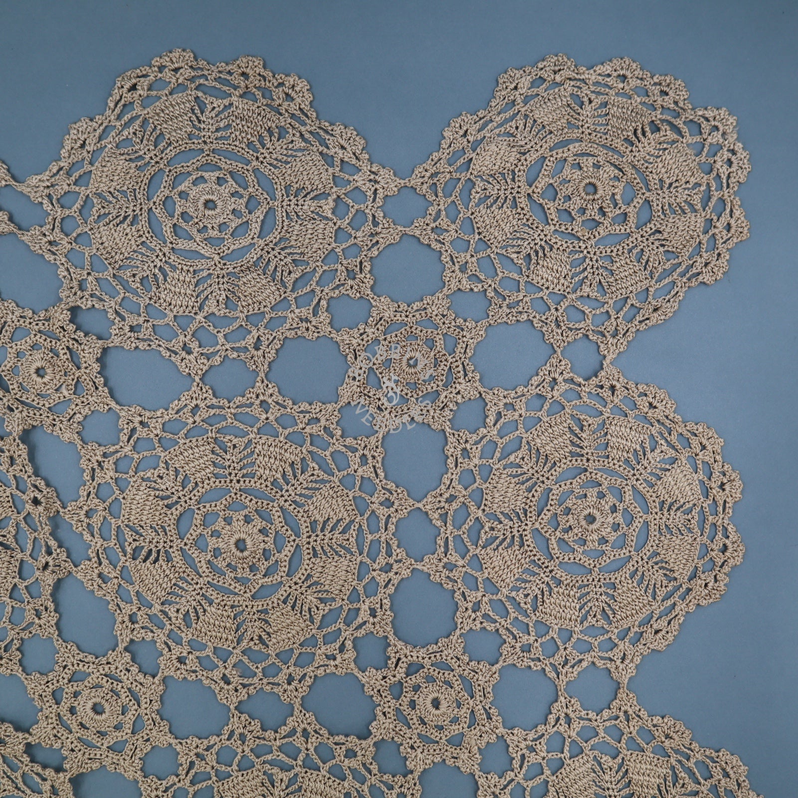 Antique Handmade Crochet Lace Bedspread – Large Coverlet 245x210 cm - Bobbins&Needles
