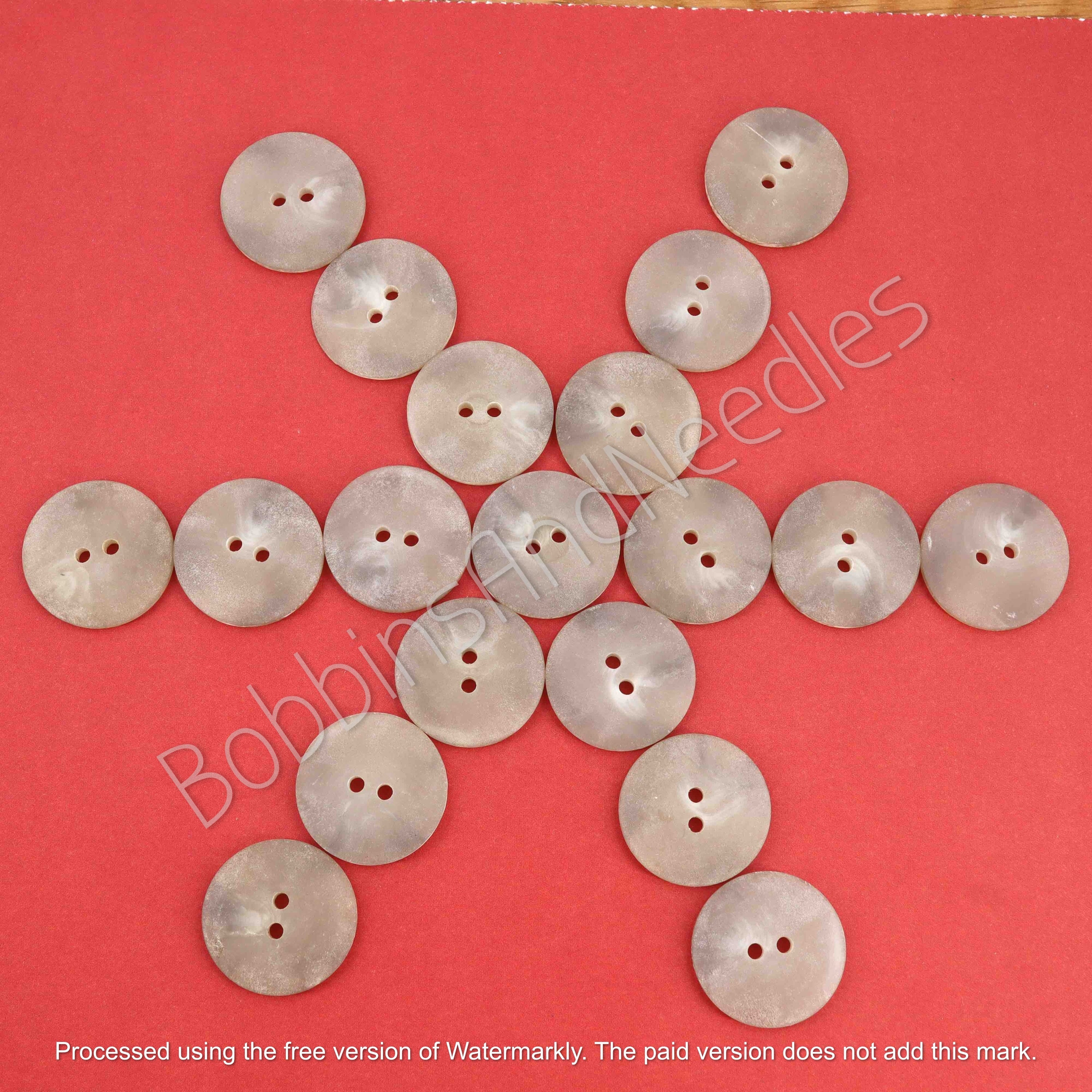 Set of 10 Vintage Galalith Buttons Ø 23mm Grey Flat