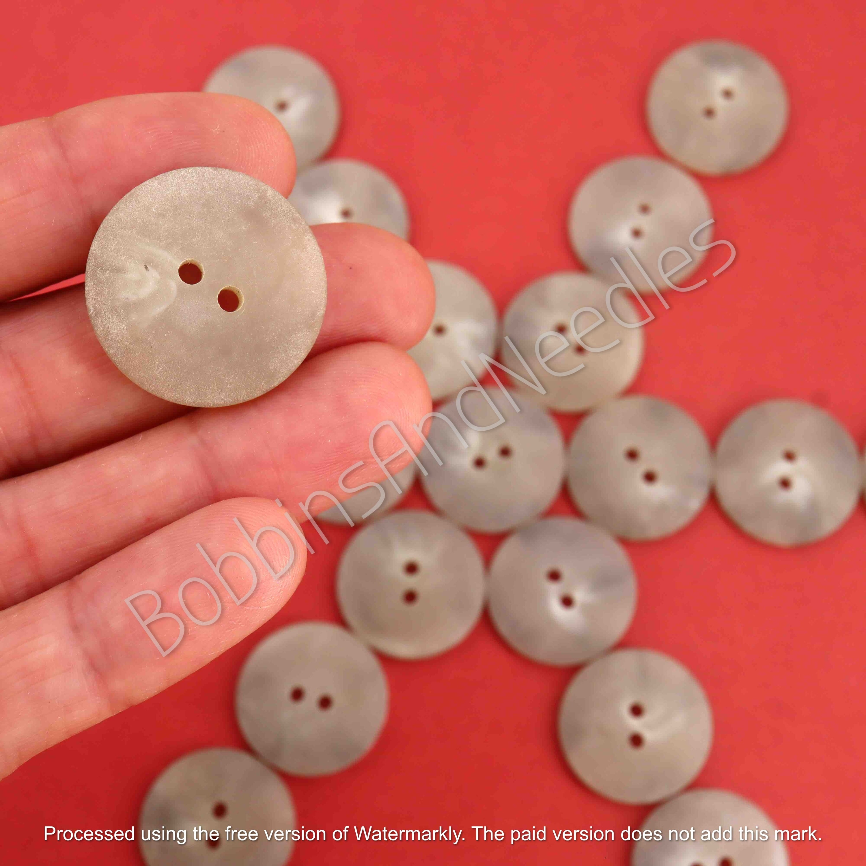 Set of 10 Vintage Galalith Buttons Ø 23mm Grey Flat