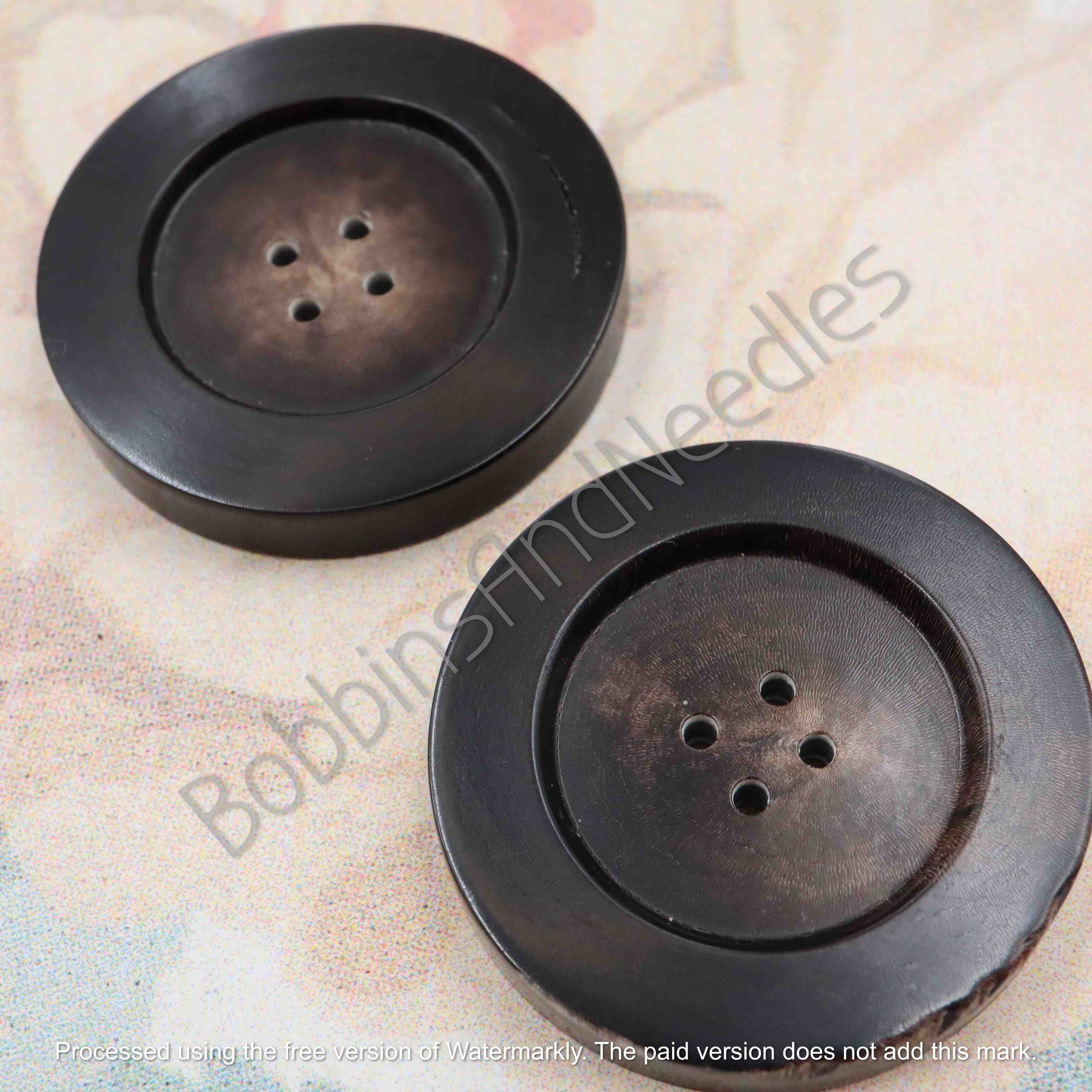 Set of 2 Large Casein Buttons Ø 36mm Dark Brown for Heavy Garments