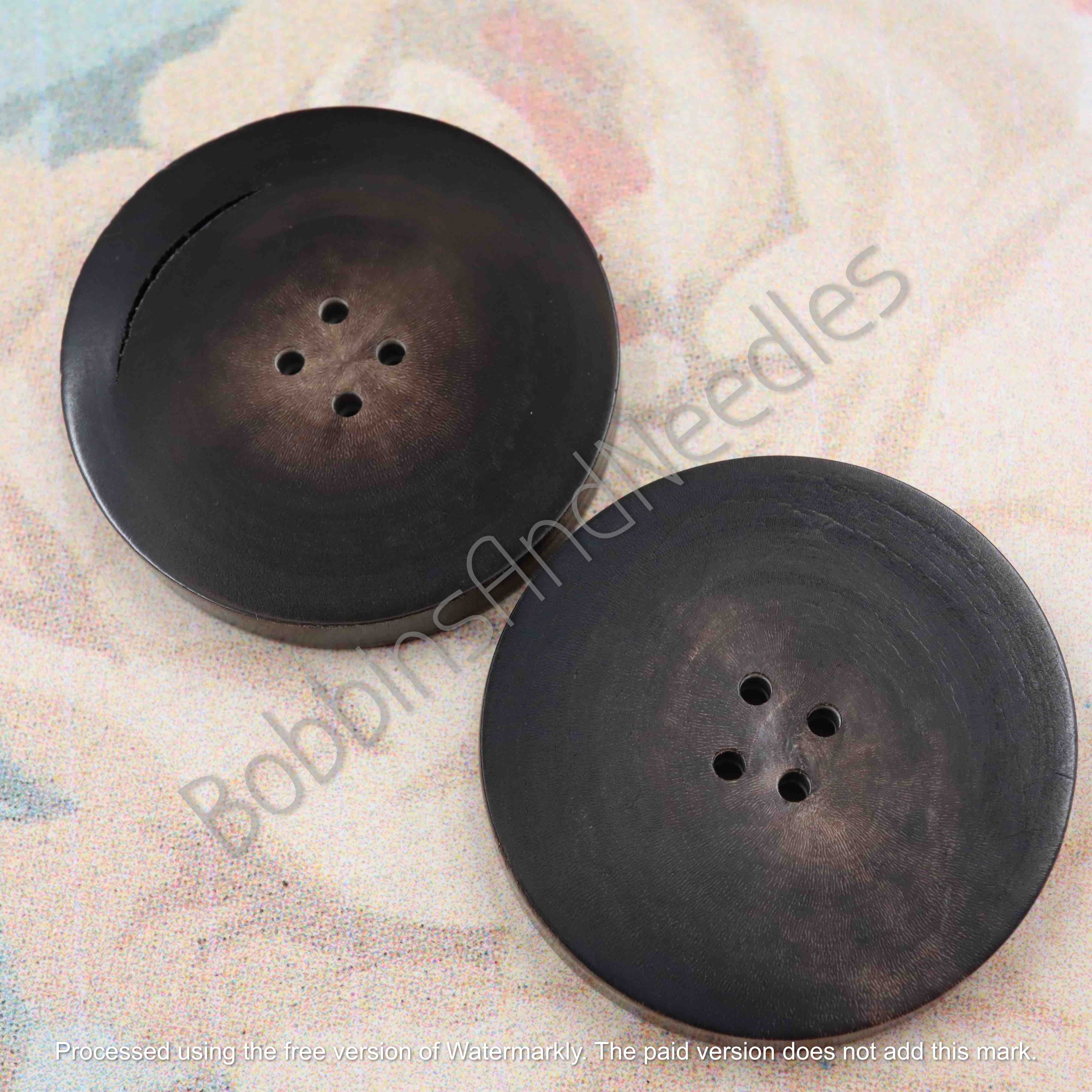 Set of 2 Large Casein Buttons Ø 36mm Dark Brown for Heavy Garments