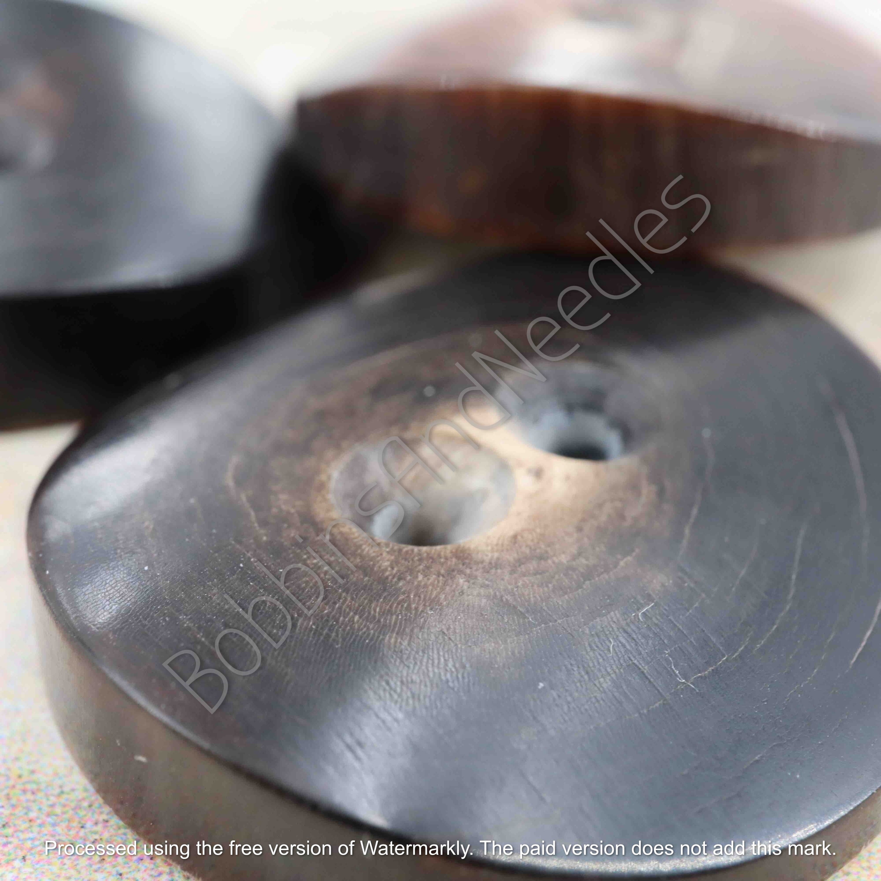 Set of 3 Mock Horn Buttons Ø 33mm Dark Brown - Casein Plastic