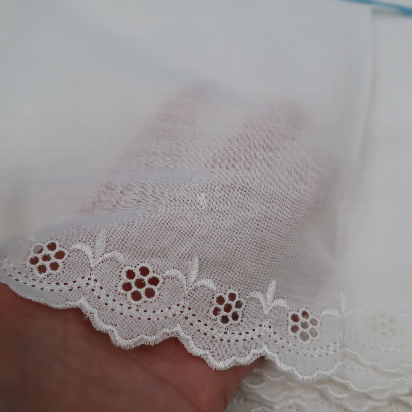 Vintage 14m Whitework Embroidery Cotton Panel – Wide Eyelet Border Fabric – Broderie Anglaise - Bobbins&Needles