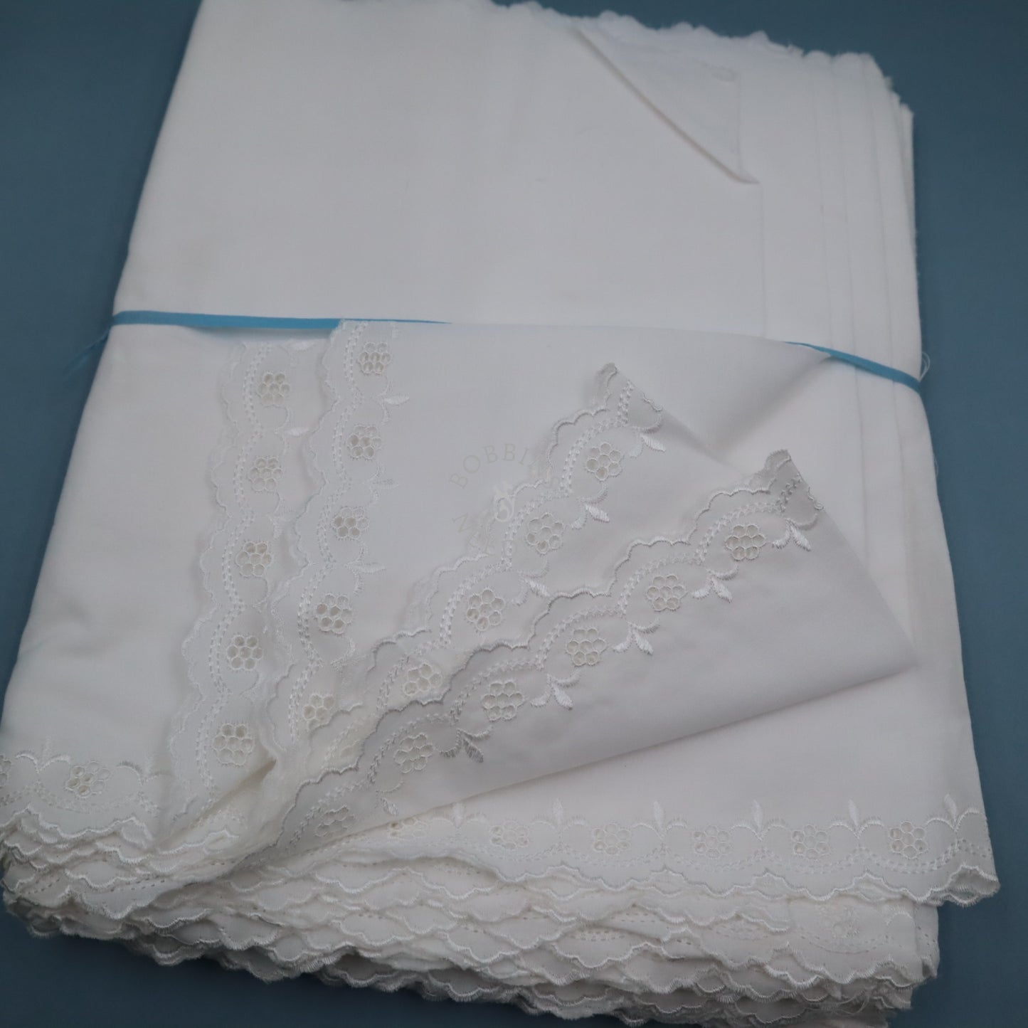 Vintage 14m Whitework Embroidery Cotton Panel – Wide Eyelet Border Fabric – Broderie Anglaise - Bobbins&Needles