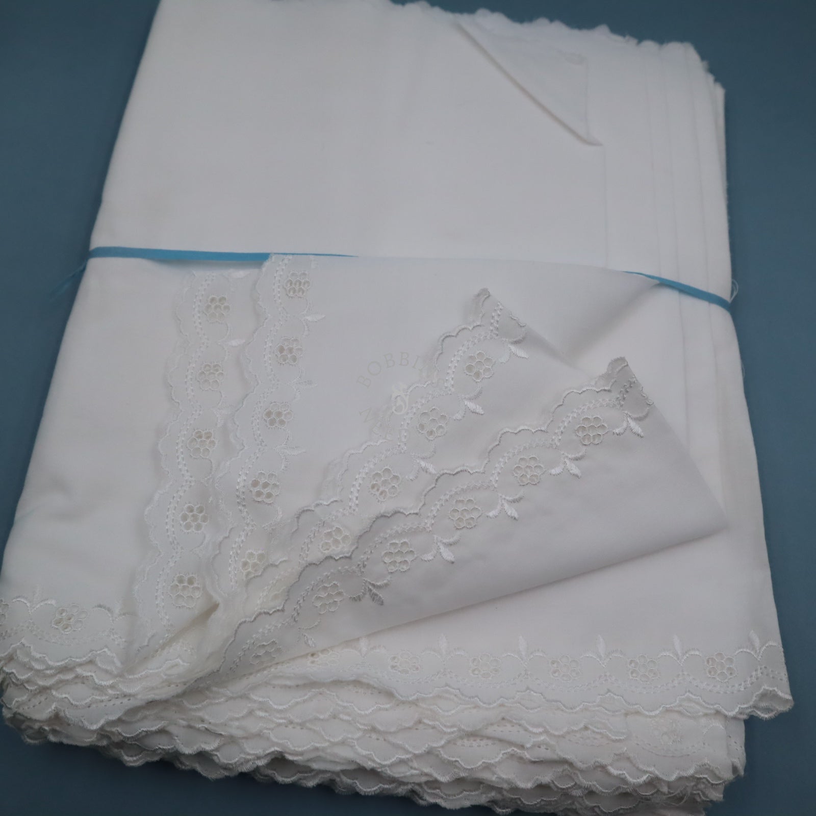 Vintage 14m Whitework Embroidery Cotton Panel – Wide Eyelet Border Fabric – Broderie Anglaise - Bobbins&Needles